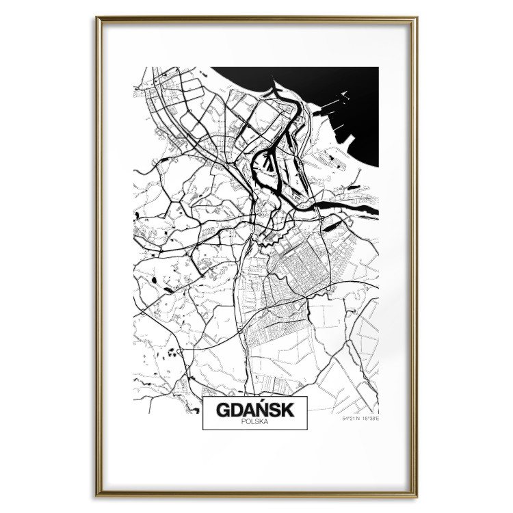 Wall Poster City Map: Gdańsk - black and white map of city in Poland with labels 123835 additionalImage 16