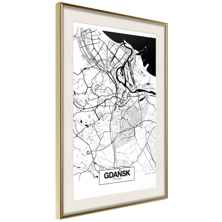 Wall Poster City Map: Gdańsk - black and white map of city in Poland with labels 123835 additionalImage 2