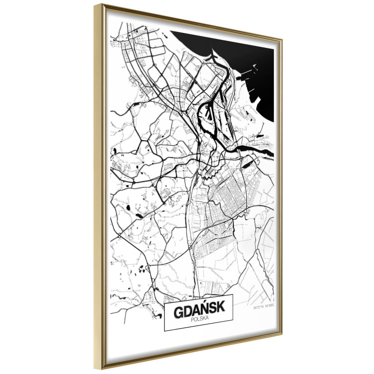 Wall Poster City Map: Gdańsk - black and white map of city in Poland with labels 123835 additionalImage 12