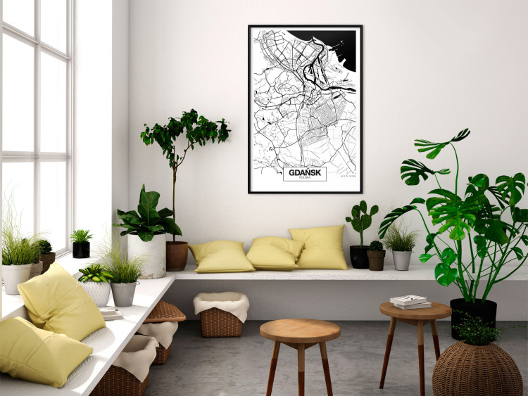 Wall Poster City Map: Gdańsk - black and white map of city in Poland with labels 123835 additionalImage 5