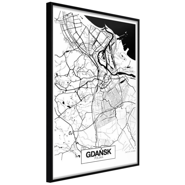 Wall Poster City Map: Gdańsk - black and white map of city in Poland with labels 123835 additionalImage 12
