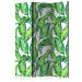 Room Separator Long Leaves (3-piece) - pattern of tropical plants on a white background 124035