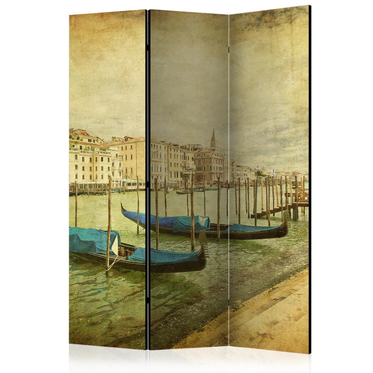 Room Separator Time Travel (3-piece) - boats and vintage-style architecture 124135