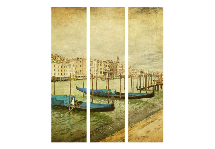 Room Separator Time Travel (3-piece) - boats and vintage-style architecture 124135 additionalImage 3