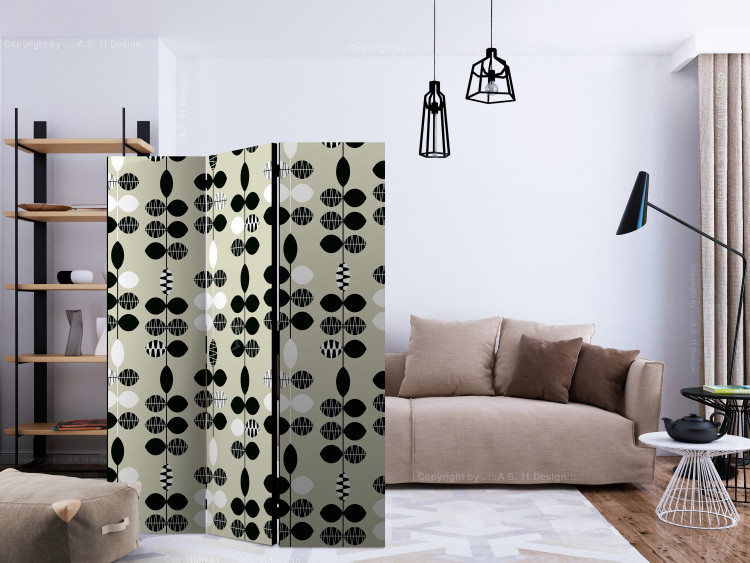Room Divider Black and White Dots (3-piece) - geometric pattern on a light background 124335 additionalImage 4