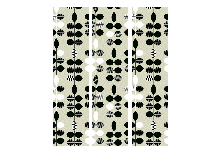 Room Divider Black and White Dots (3-piece) - geometric pattern on a light background 124335 additionalImage 3
