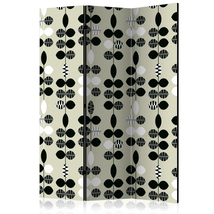 Room Divider Black and White Dots (3-piece) - geometric pattern on a light background 124335