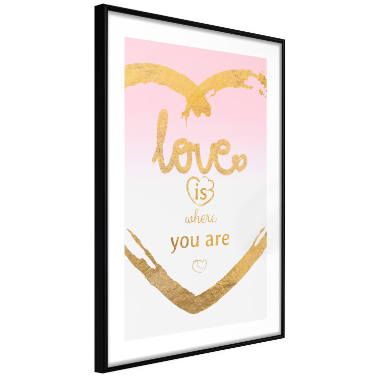 Wall Poster Love Is Where You Are - golden heart and romantic English text 125235 additionalImage 11