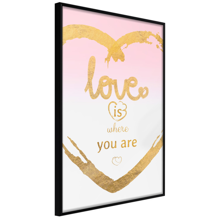 Wall Poster Love Is Where You Are - golden heart and romantic English text 125235 additionalImage 10