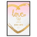 Wall Poster Love Is Where You Are - golden heart and romantic English text 125235 additionalThumb 18