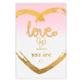 Wall Poster Love Is Where You Are - golden heart and romantic English text 125235