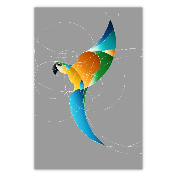Poster Parrot in Circles - abstract colorful bird made of geometric figures 126935