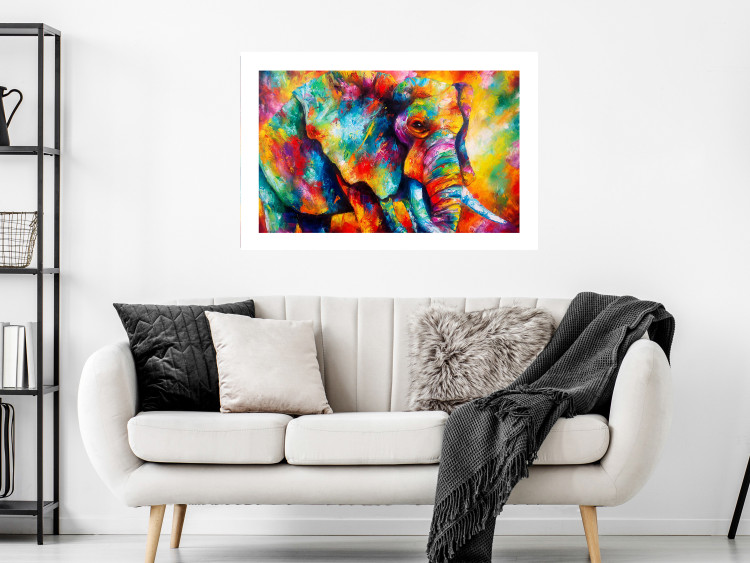 Wall Poster Colorful Giant - multicolored elephant composition in a watercolor motif 127035 additionalImage 5