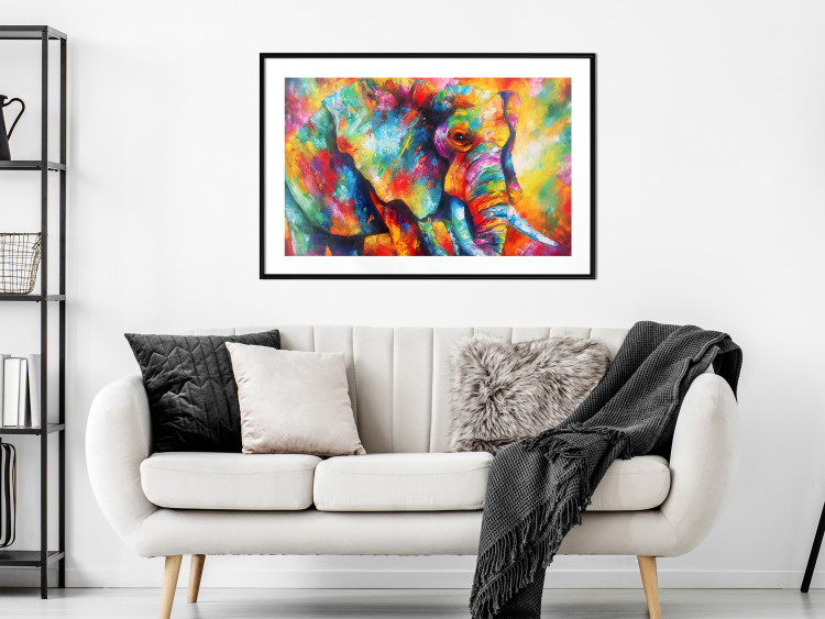 Wall Poster Colorful Giant - multicolored elephant composition in a watercolor motif 127035 additionalImage 23