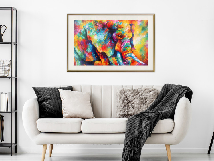 Wall Poster Colorful Giant - multicolored elephant composition in a watercolor motif 127035 additionalImage 22