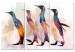Canvas Penguin Wanderings (3-part) - colorful birds on a creative background 127535