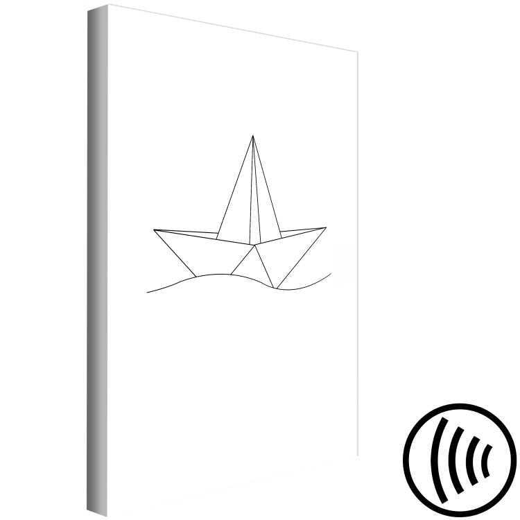 Canvas Print Paper Boat (1-part) vertical - black and white ship on a wave 128035 additionalImage 6