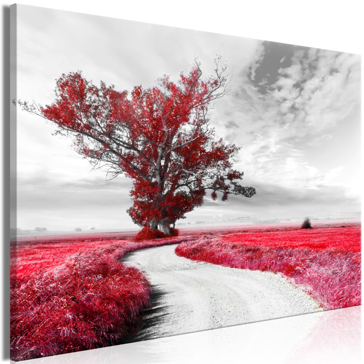 Large canvas print Tree near the Road - Red [Large Format] 128735 additionalImage 2