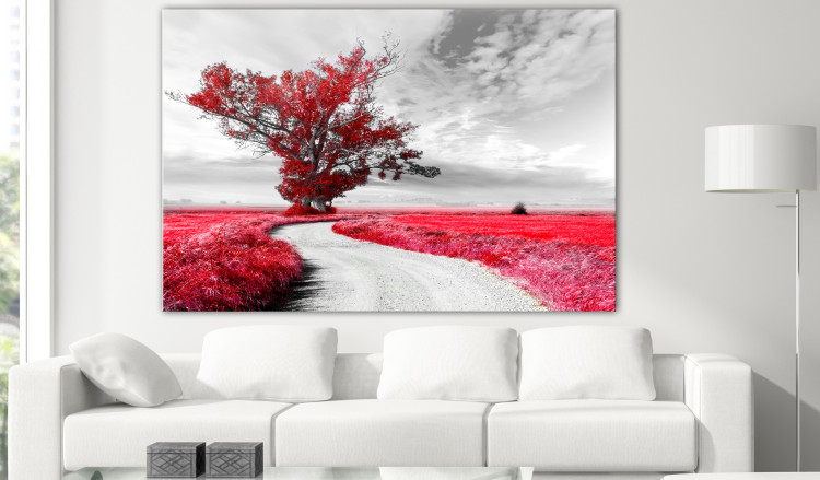 Large canvas print Tree near the Road - Red [Large Format] 128735 additionalImage 5