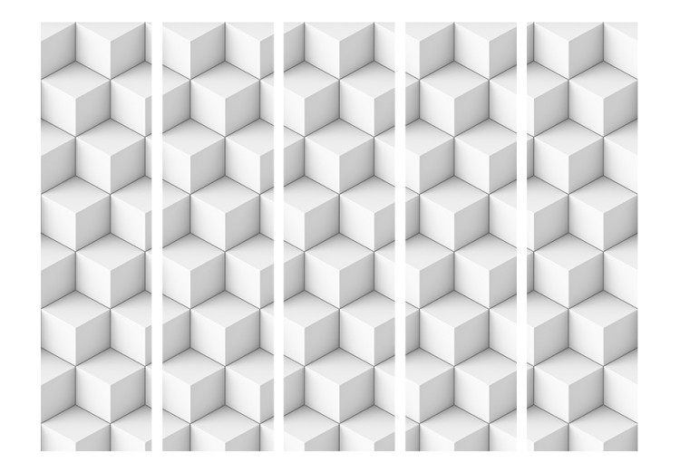 Room Divider Screen 3D Cubes (5-piece) - geometric figures in white abstraction 128935 additionalImage 3