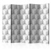 Room Divider Screen 3D Cubes (5-piece) - geometric figures in white abstraction 128935
