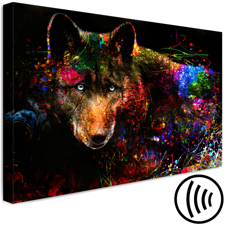Canvas Print Colorful Shadow (1-part) wide - abstract multicolored wolf 129035 additionalImage 6
