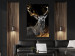 Canvas Art Print Golden Horn (1-part) vertical - fantastical deer on a dark background 129535 additionalThumb 3