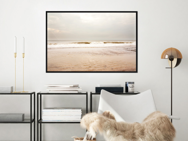 Poster Sea After the Storm - beach and sea landscape with waves against a gray sky 129835 additionalImage 8