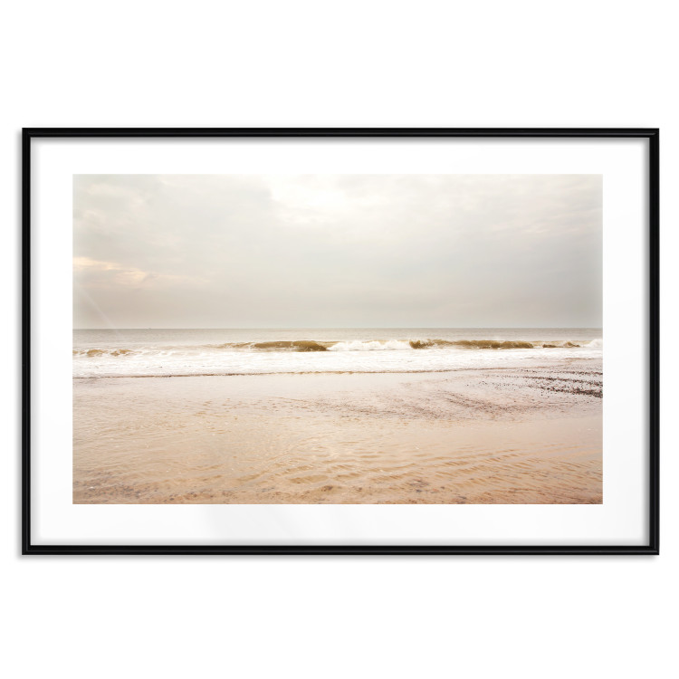 Poster Sea After the Storm - beach and sea landscape with waves against a gray sky 129835 additionalImage 17