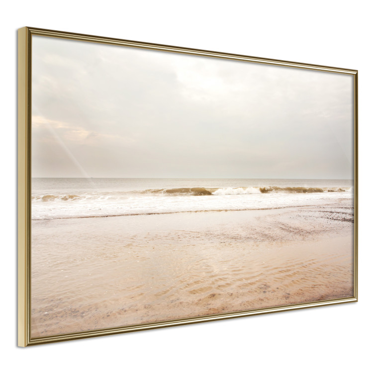 Poster Sea After the Storm - beach and sea landscape with waves against a gray sky 129835 additionalImage 2