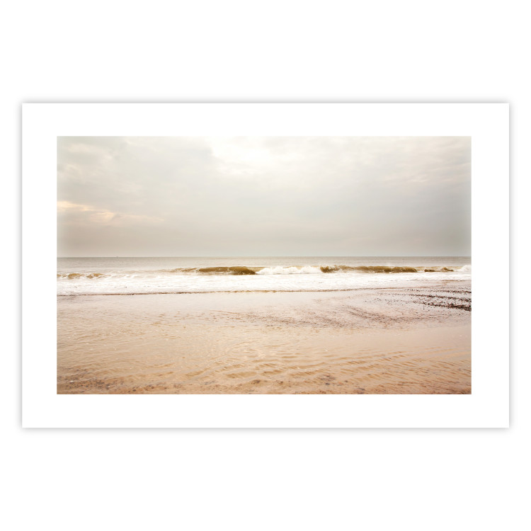 Poster Sea After the Storm - beach and sea landscape with waves against a gray sky 129835 additionalImage 25