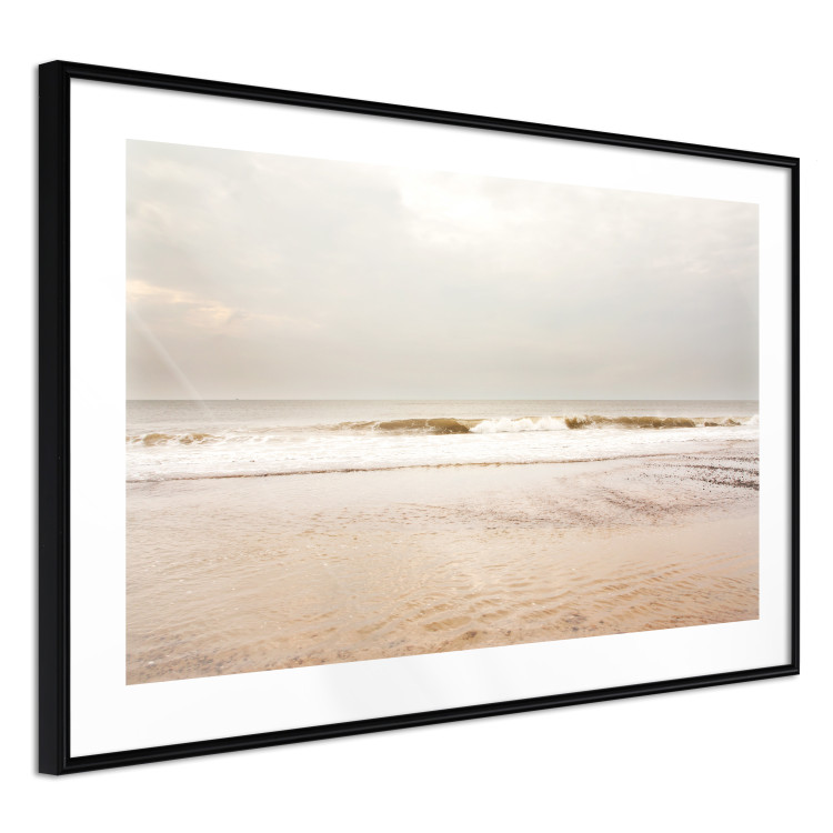 Poster Sea After the Storm - beach and sea landscape with waves against a gray sky 129835 additionalImage 13