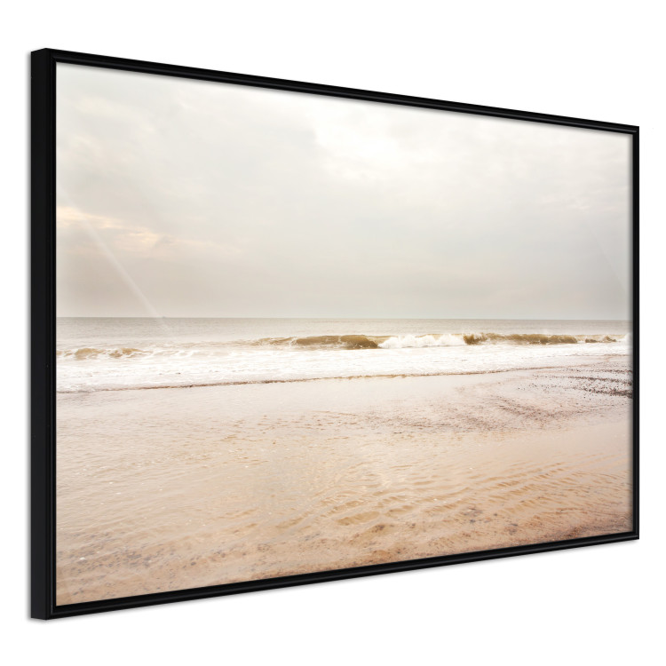 Poster Sea After the Storm - beach and sea landscape with waves against a gray sky 129835 additionalImage 12