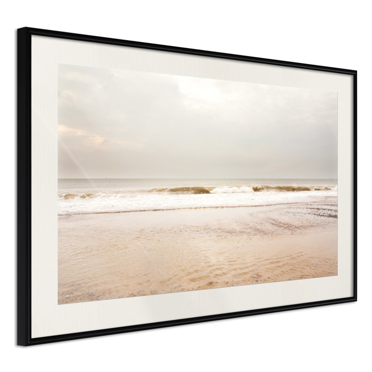 Poster Sea After the Storm - beach and sea landscape with waves against a gray sky 129835 additionalImage 9