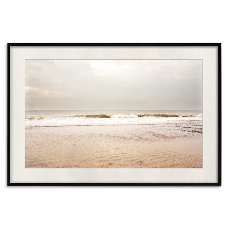 Poster Sea After the Storm - beach and sea landscape with waves against a gray sky 129835 additionalImage 19