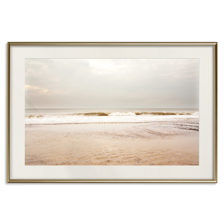 Poster Sea After the Storm - beach and sea landscape with waves against a gray sky 129835 additionalImage 20