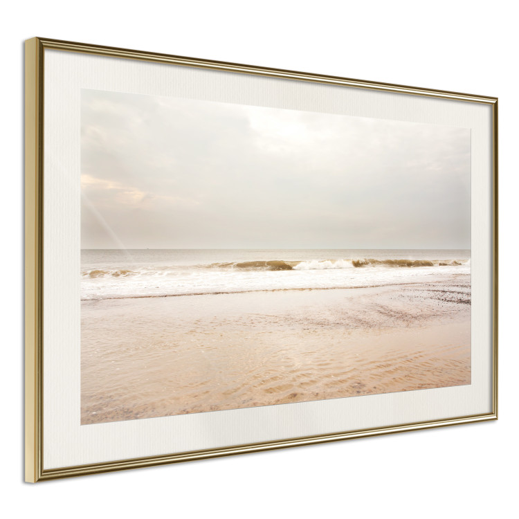 Poster Sea After the Storm - beach and sea landscape with waves against a gray sky 129835 additionalImage 14