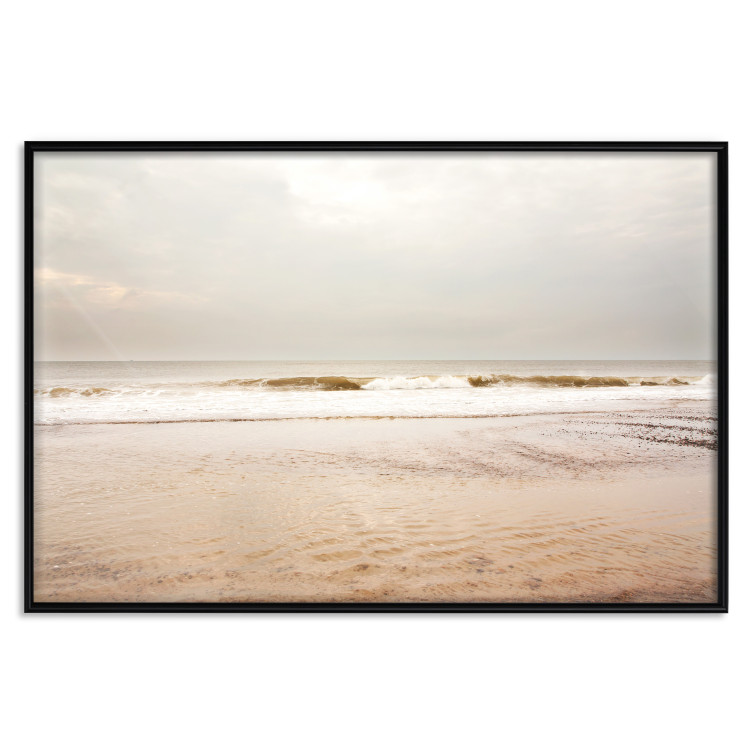 Poster Sea After the Storm - beach and sea landscape with waves against a gray sky 129835 additionalImage 18