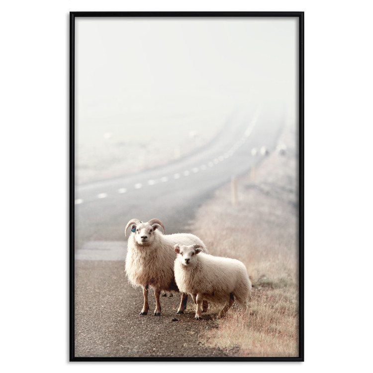 Poster Extraordinary Hitchhikers - landscape of animals by the road against a field 130235 additionalImage 16