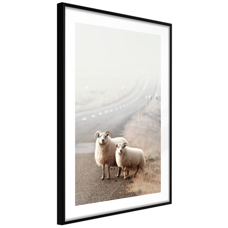 Poster Extraordinary Hitchhikers - landscape of animals by the road against a field 130235 additionalImage 2