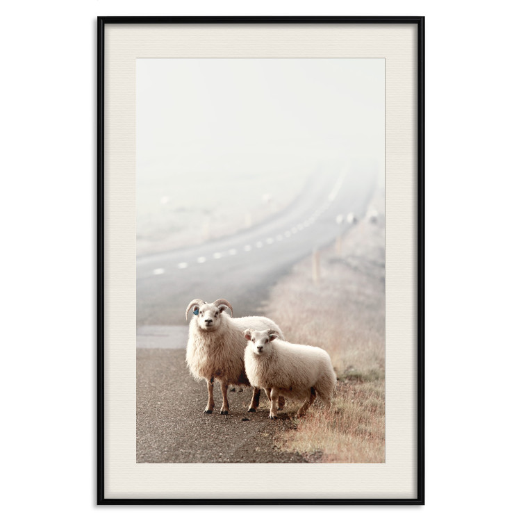 Poster Extraordinary Hitchhikers - landscape of animals by the road against a field 130235 additionalImage 19