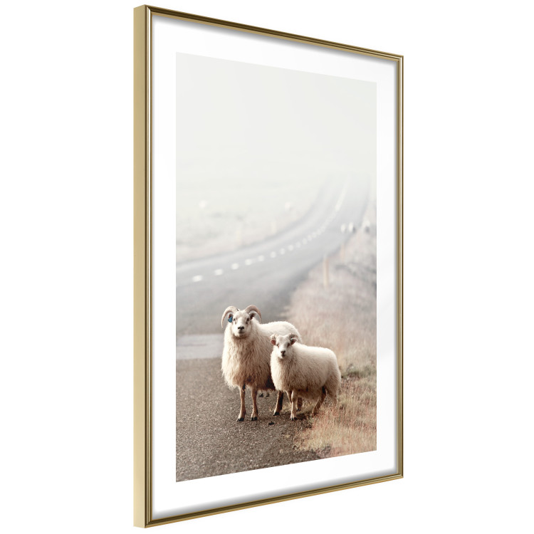 Poster Extraordinary Hitchhikers - landscape of animals by the road against a field 130235 additionalImage 6