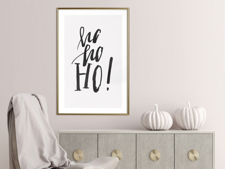 Poster Ho, ho, Ho! - black text in the form of a famous quote on a light gray background 130735 additionalImage 15