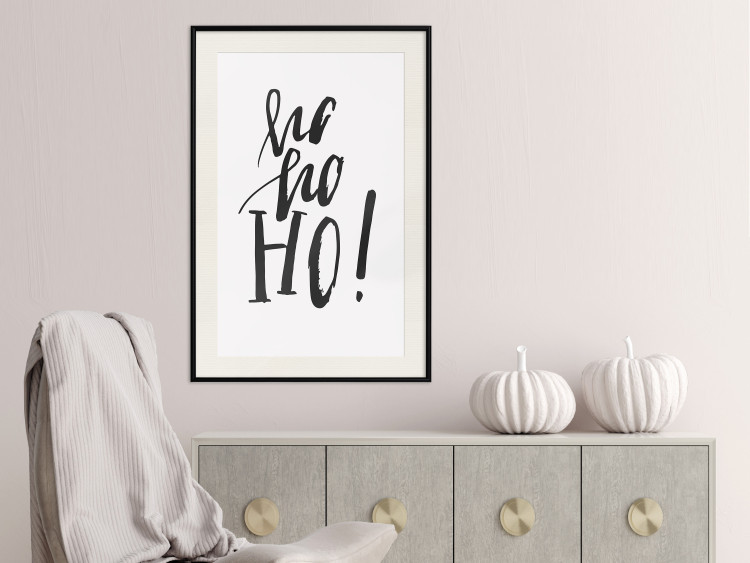 Poster Ho, ho, Ho! - black text in the form of a famous quote on a light gray background 130735 additionalImage 23