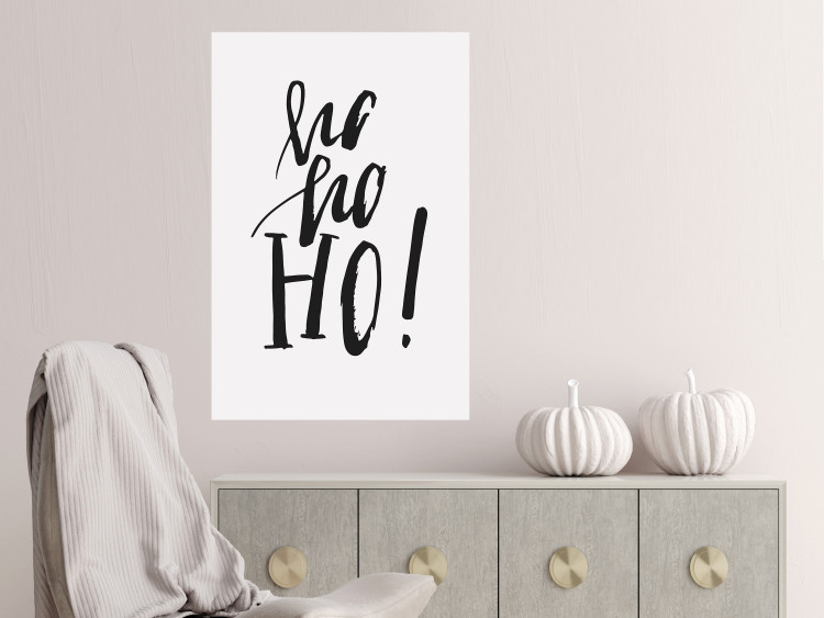 Poster Ho, ho, Ho! - black text in the form of a famous quote on a light gray background 130735 additionalImage 4