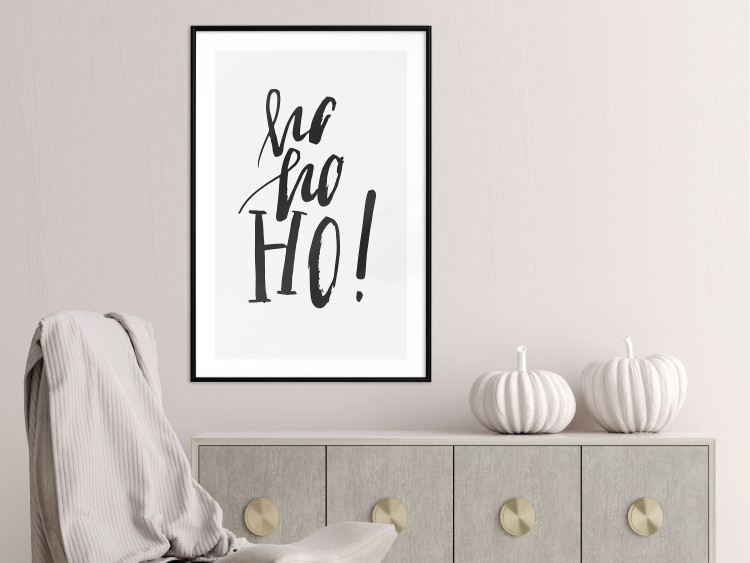 Poster Ho, ho, Ho! - black text in the form of a famous quote on a light gray background 130735 additionalImage 22