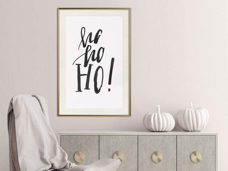 Poster Ho, ho, Ho! - black text in the form of a famous quote on a light gray background 130735 additionalImage 21
