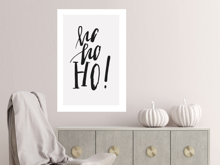 Poster Ho, ho, Ho! - black text in the form of a famous quote on a light gray background 130735 additionalImage 3