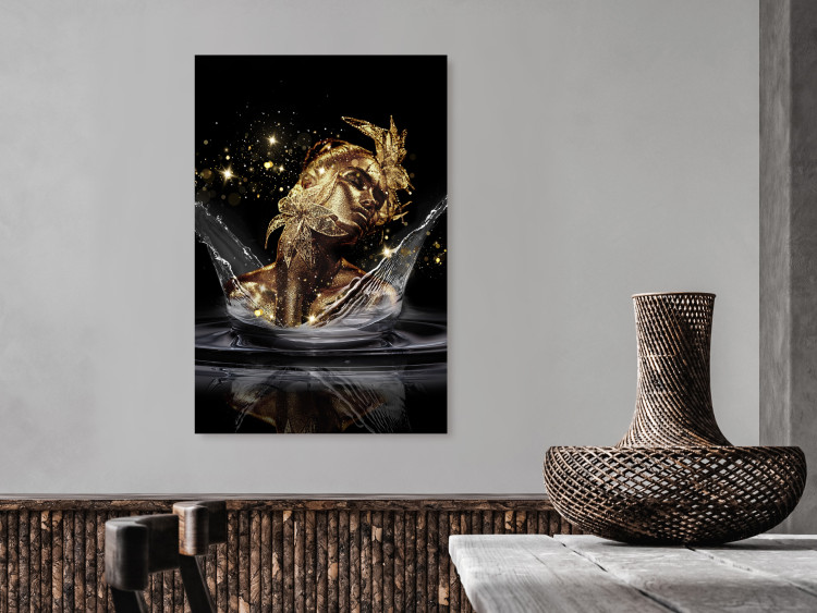 Canvas Art Print Golden Dream (1-piece) Vertical - abstract woman's face in water 132135 additionalImage 3
