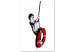 Canvas Art Print Boy with a lifebuoy - black and white graphic in street art style 132435